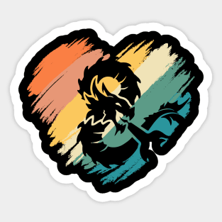 Retro Dragon Heart Sticker